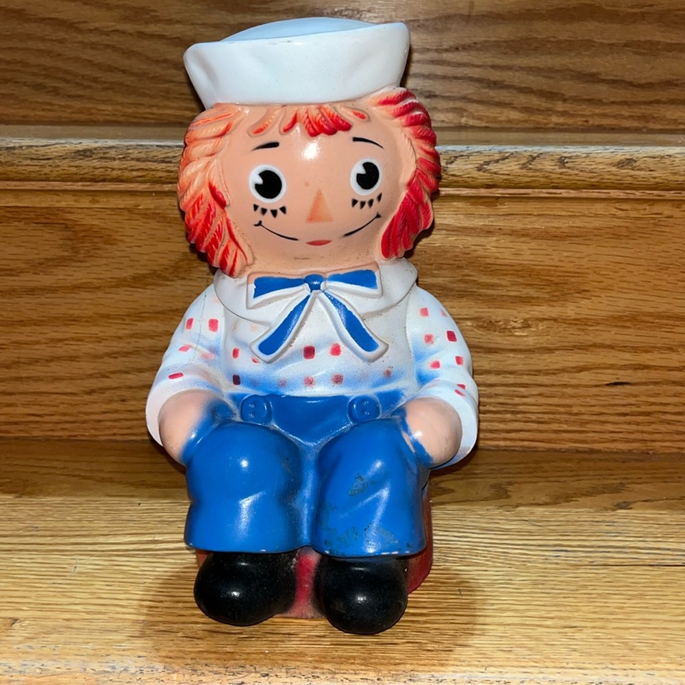 Vintage Raggedy Andy Doll Plastic Bank 1972 Collectible